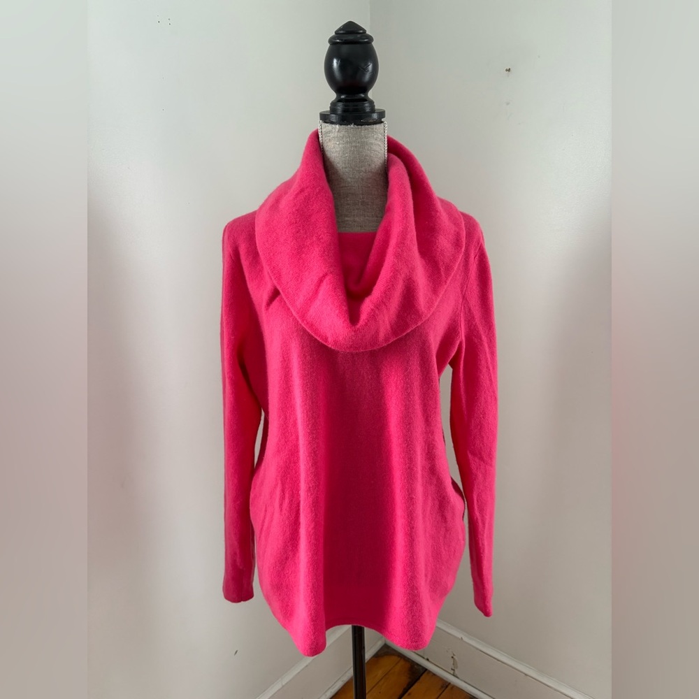 Sundance Cashmere Cowl Neck Sweater Hot Pink Large
